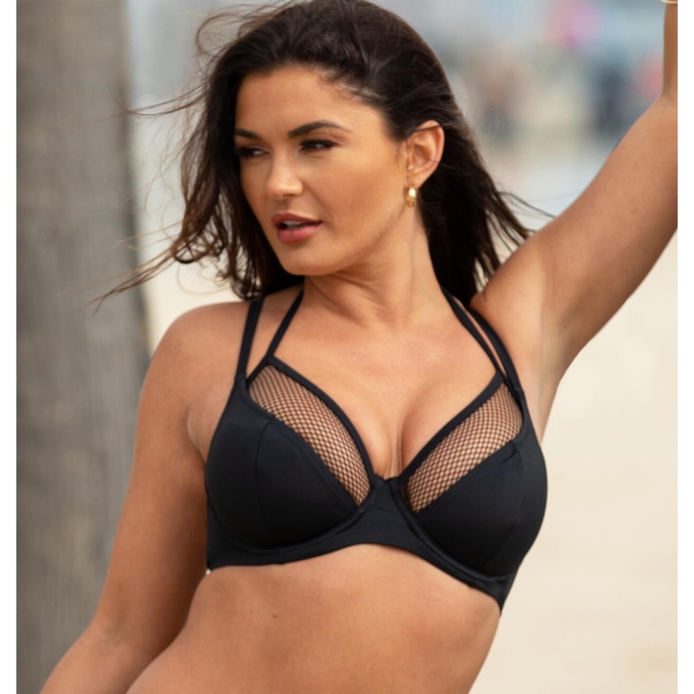 Glamazon Underwired Double Strap Top - Black by Pour Moi, Size 38H, never worn